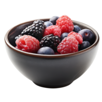 Fresh Mixed Berries in a Bowl on White Background for Healthy Eating on Transparent Background png