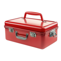 Bright Red Metal Toolbox Isolated on White Background for Storage Solutions on Transparent Background png