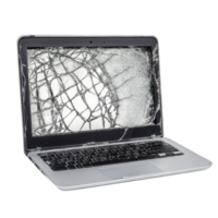 Detailed View of a Broken Laptop Screen for Technology Needs on Transparent Background png