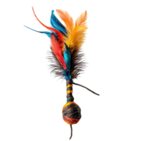 Colorful Cat Toy with Feathers for Interactive Play on Transparent Background png