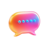 Chat Glass Icon Render Isolated on White Background for Communication Tools on Transparent Background png