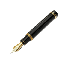 Classic Black Fountain Pen Isolated on White Background for Writing and Calligraphy on Transparent Background png