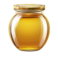 Clear Glass Jar Filled with Honey for Culinary Uses on Transparent Background png