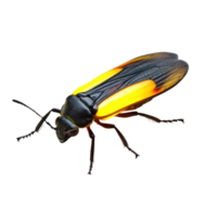 Closeup of a Glowing Firefly on a White Background on Transparent Background png
