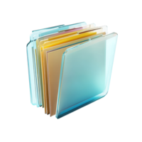 Glass Document Icon Render for Business Use on Transparent Background png