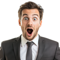 Excited Businessman with a Surprised Expression Perfect for Marketing and Business Presentations on Transparent Background png