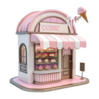 ice cream shop 3d model isolate on transparent background png