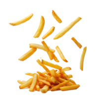 french fries falling on a transparent background png
