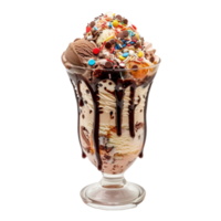 ice cream sundae with chocolate sauce and sprinkles png