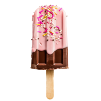ice cream with chocolate and sprinkles on a stick png