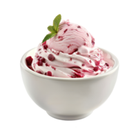 ice cream with berries and mint leaves in a bowl png