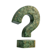Floating granite question mark on white background symbolizing inquiry and uncertainty png