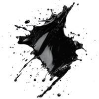 Black ink splash on white background creating dynamic abstract pattern png