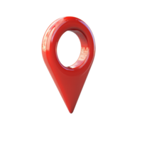 Red 3d location pin with reflective surface in clean, minimal setting png