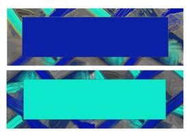 A set of blue watercolor brush banner backgrounds with gold border, can also be used for schools, companies, workshops, events and presentations, etc. vector