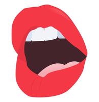 illustration of lips opened and showing a little teeth and tongue, This design is ideal for use in projects related to beauty, health care, communication, or art. vector