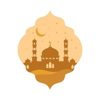Islamic Window Frame with Mosque Silhouette in Boho Design Style vector