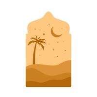Islamic Frame with Palm Tree Silhouette in Boho Design Style vector