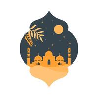 Islamic Frame with Mosque Silhouette in Boho Design Style vector