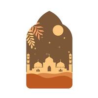 Islamic Shape with Mosque Silhouette in Boho Design Style vector