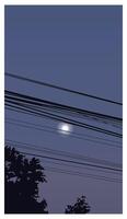 Moonlight silhouette of tree, illustration for background design. vector