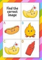 Find the correct shadow. Education developing worksheet for kids. Puzzle game. Activity page. cartoon character. illustration. vector