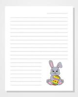 Sheet template for notebook, notepad, diary. Lined paper. With cute character. Cartoon . illustration. vector