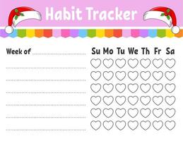 Habit tracker for kids. Sheet template for printing. With cute character. illustration. vector
