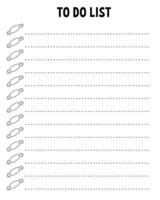To do list. Printable template. Lined sheet. Handwriting paper. For diary, planner, checklist, wish list. illustration. vector