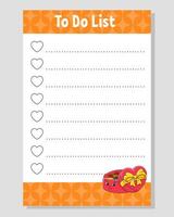 To do list for kids. Empty template. The rectangular shape. Funny character. cartoon . For the diary, notebook, bookmark. illustration. vector