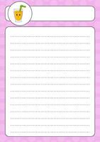 Lined sheet template. Handwriting paper. For diary, planner, checklist, wish list. illustration. vector