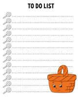 To do list. Printable template. Lined sheet. Handwriting paper. For diary, planner, checklist, wish list. illustration. vector