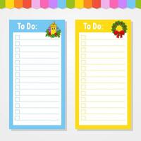 To do list for kids. Empty template. The rectangular shape. Funny character. cartoon . For the diary, notebook, bookmark. illustration. vector