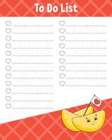To do list. Printable template. Handwriting paper. Lined sheet. For diary, planner, checklist, wish list. illustration. vector