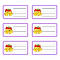 School labels for books and notebooks. Bright stickers. Rectangular label. illustration. vector