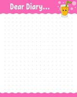Lined sheet template. Handwriting paper. For diary, planner, checklist, wish list. With cute character. illustration. vector
