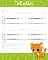 To do list. Printable template. Lined sheet. Handwriting paper. For diary, planner, checklist, wish list. illustration. vector