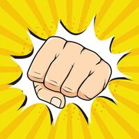 a fist is pointing at the camera on a yellow background vector