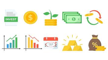 various icons of money and finance vector