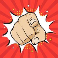 a cartoon hand pointing at the camera vector