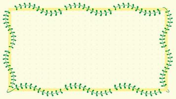 a green frame with leaves and a yellow border vector