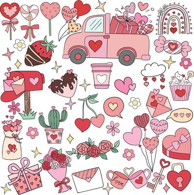 cute Valentine love decorative accessory element doodle