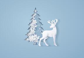 Reindeer with christmas tree vector