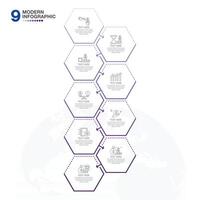 Infographic process design with icons and 9 options or steps. vector
