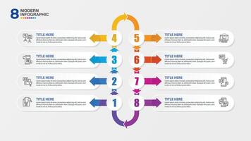 Modern infographic with 8 steps for presentation. vector