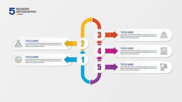 Infographic 5 steps and business icons for presentation. vector