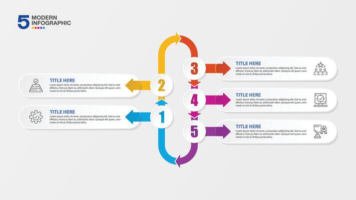 Infographic 5 steps and business icons for presentation.