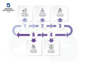 Infographic with 5 steps and business icons for presentation. vector
