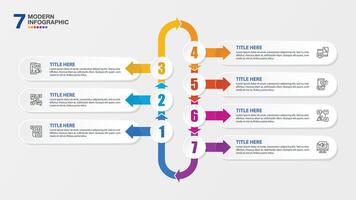 Infographic 7 steps and business icons for presentation vector