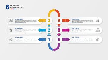Infographic 6 steps and business icons for presentation vector